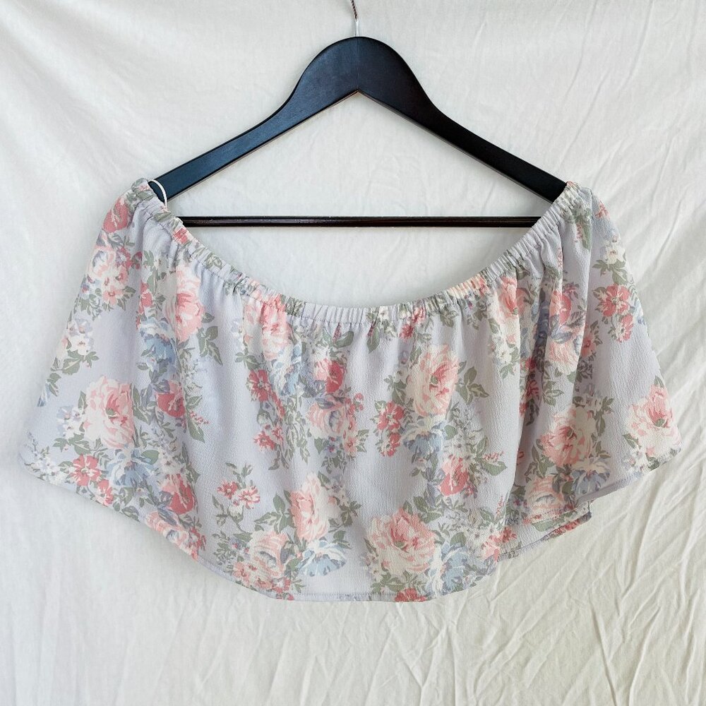 WAYF Off the Shoulder Floral Crop Top - Size L
